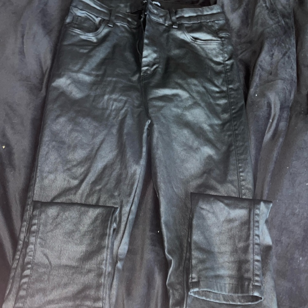 leather fleece pants